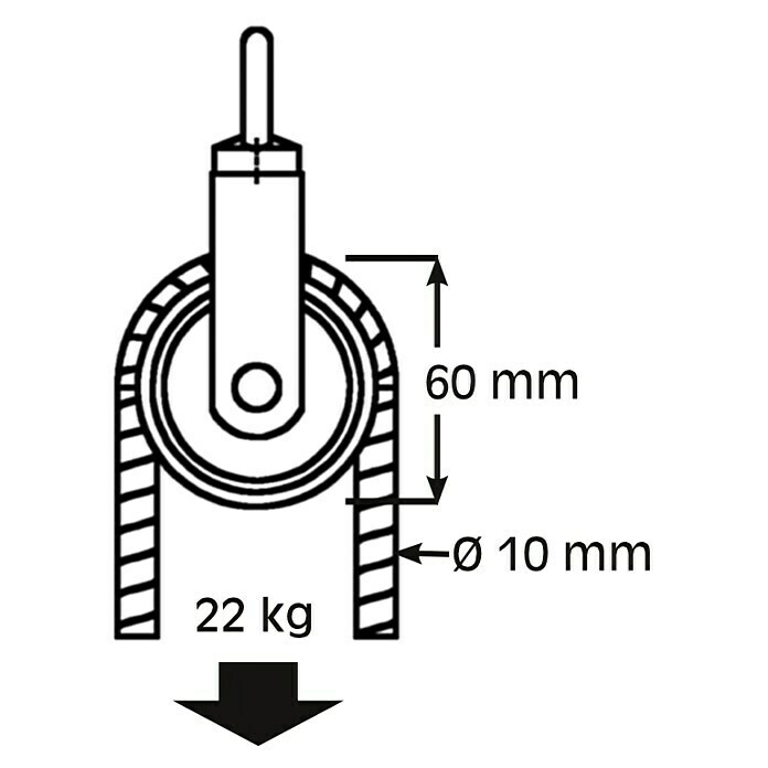 HBS Betz SeilrolleTyp: Waschseilrolle, Grauguss, Traglast: 22 kg, Durchmesser: 60 mm, 1 Stk. Use Shot