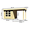 Karibu Gartenhaus Askola (L x B: 217 x 462 cm, Wandstärke: 19 mm, Flachdach, Natur, Mit Anbau)