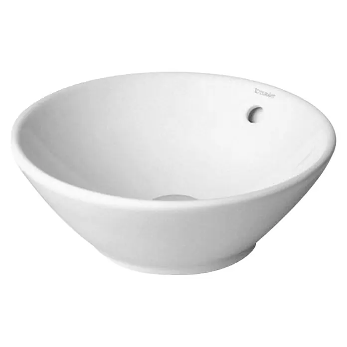 Duravit Waschschale Bacino - Durchmesser: 42 cm, Ohne Spezialglasur, Hahnloch: Ohne, Mit Überlauf, Weiß - Elegantes Aufsatzwaschbecken in Weiß. Das moderne Design des Waschbeckens fügt sich nahtlos in jedes Badezimmer ein.