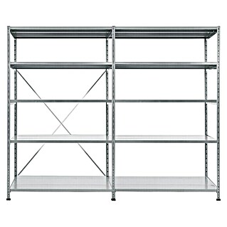 Scholz Metallregal SE (Höhe: 192 cm, B x T: 206 x 60 cm, Anzahl Böden: 5 Stk., Stecken, Silber)