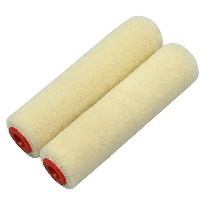swingcolor Komfort Spezialwalze - Breite Walze: 10 cm, Bügelstärke: 6 mm, Florhöhe: 4 mm - Zwei Lackierwalzen mit cremefarbenem Bezug und roten Enden. Perfekt für ein gleichmäßiges Auftragen von Farben und Lacken.
