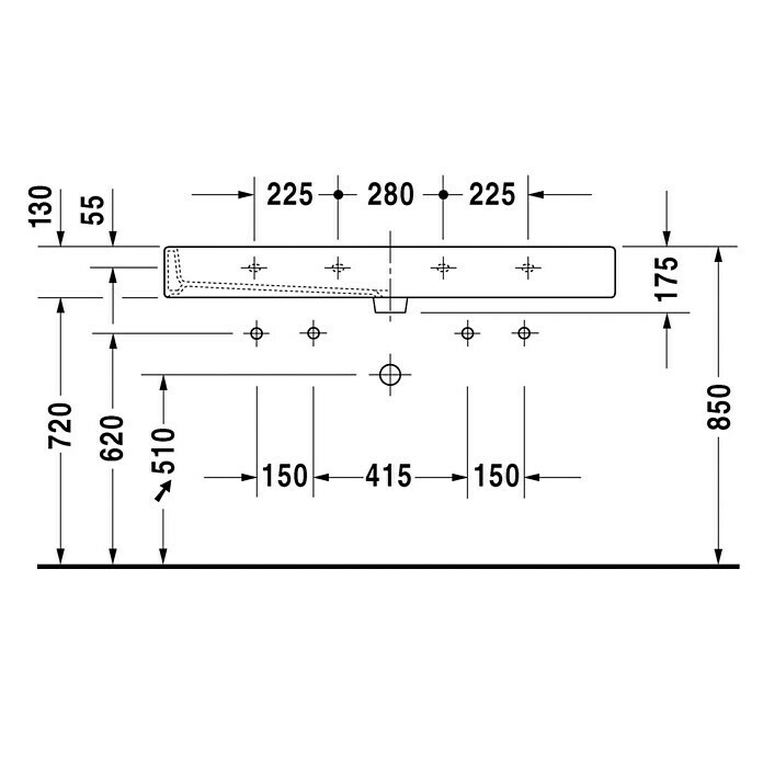 Duravit Vero Doppelwaschtisch120 x 47 cm, Mit schmutzabweisender Glasur, Hahnloch: Mitte, Mit Überlauf, Weiß, Ungeschliffen Unknown