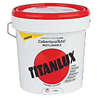 Titanlux Pintura para paredes y techos Cobertura Total Eco (Blanco, 4 l, Mate)