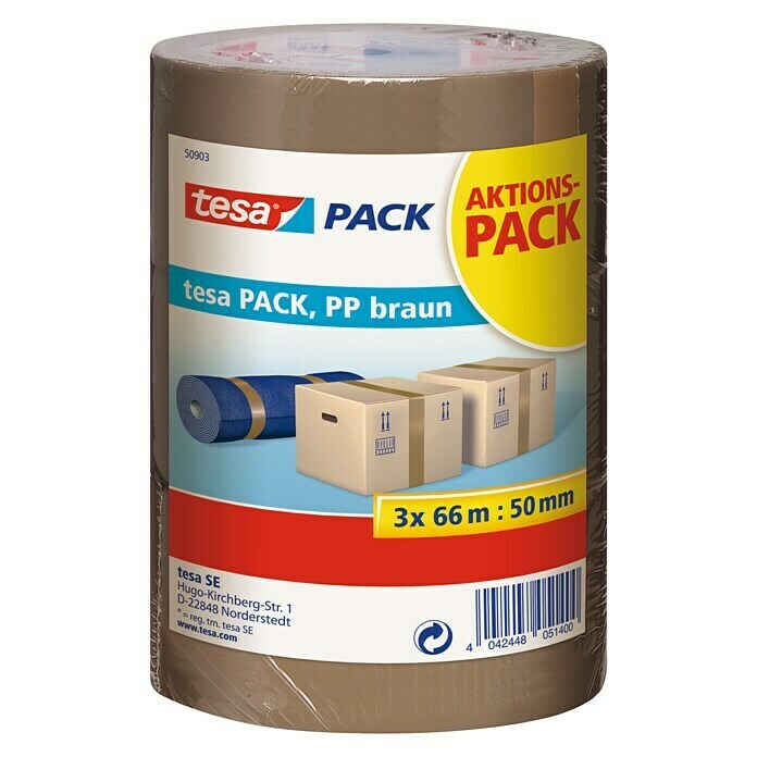 Tesa Pack Paketklebeband (Braun, 66 m x 50 mm)