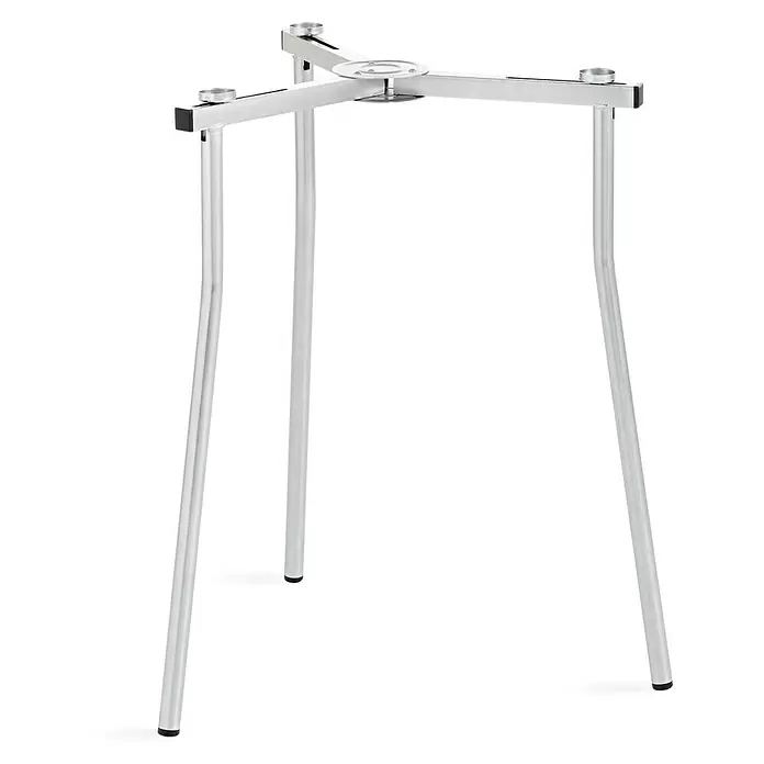 Trípode para paellero Universal - Metal - Base de mesa metálica plateada de tres patas con placa superior circular y topes negros.