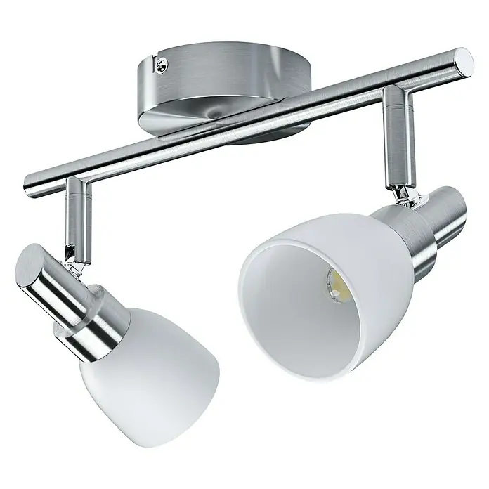 Osram LED-Deckenstrahler 827 - 4 W, L x B x H: 27,5 x 8 x 16 cm, Weiß/Silber, Warmweiß - Moderne Deckenleuchte mit zwei Strahlern. Die Lampe ist aus Metall und Glas gefertigt und hat ein schlichtes, elegantes Design.