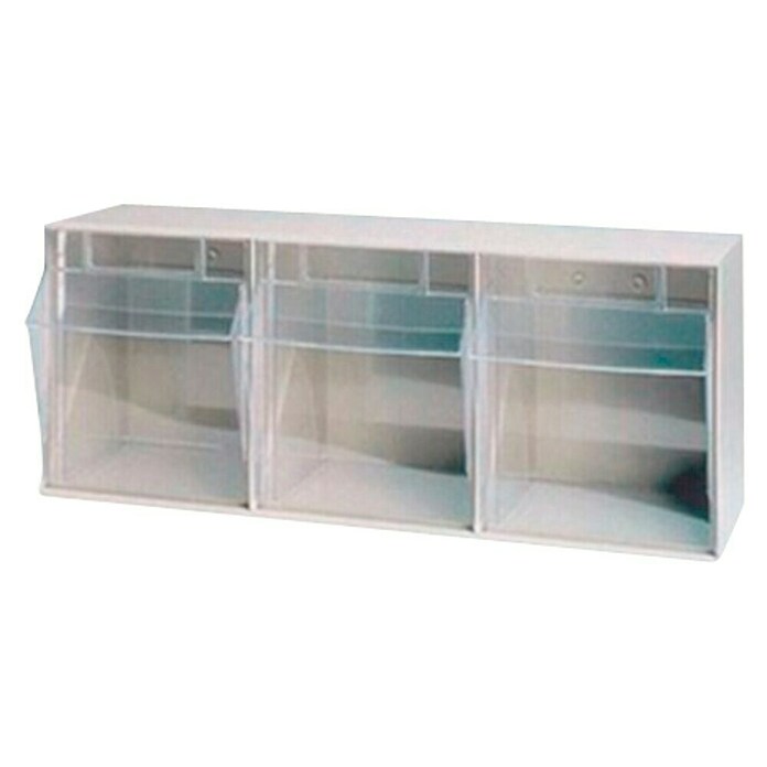 Organizador con gavetas extraíbles (Número de compartimentos: 3, Transparente)