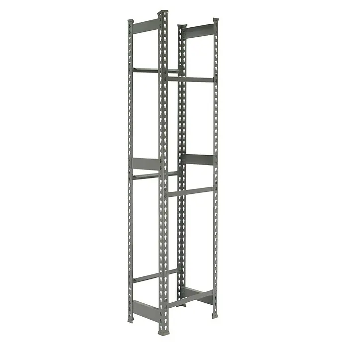 Simonrack Simonbottle Getränkekistenregal Bottleclick - H x B x T: 180 x 40 x 30 cm, Traglast Einlegeboden: 100 kg, Anzahl Böden: 3 Stk., Stecken, Grau - Graues Palettenregal mit einer robusten Konstruktion und mehreren Regalebenen für Lager- und Organisationszwecke.