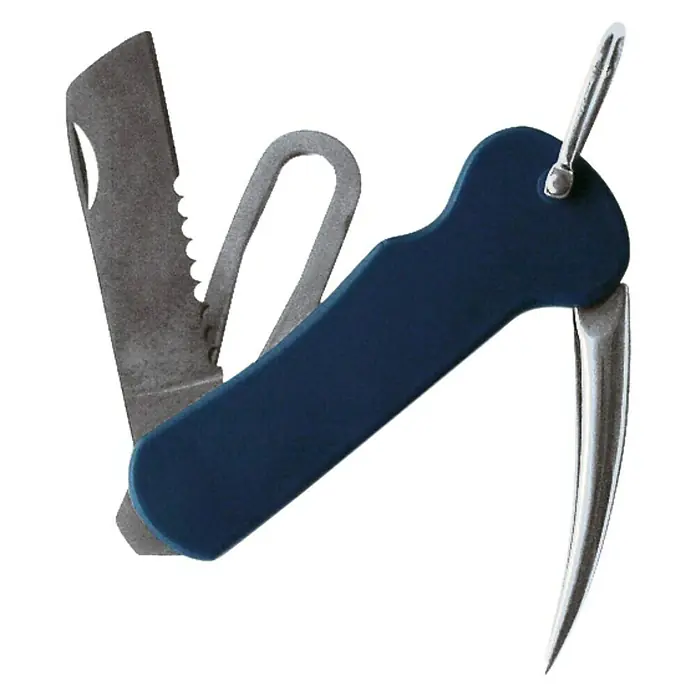 Navyline Messer - Schwarz - Multifunktions-Taschenmesser mit blauem Griff, Klinge, Ausweider und Marlspieker. Vielseitiges Werkzeug für Outdoor-Abenteuer.
