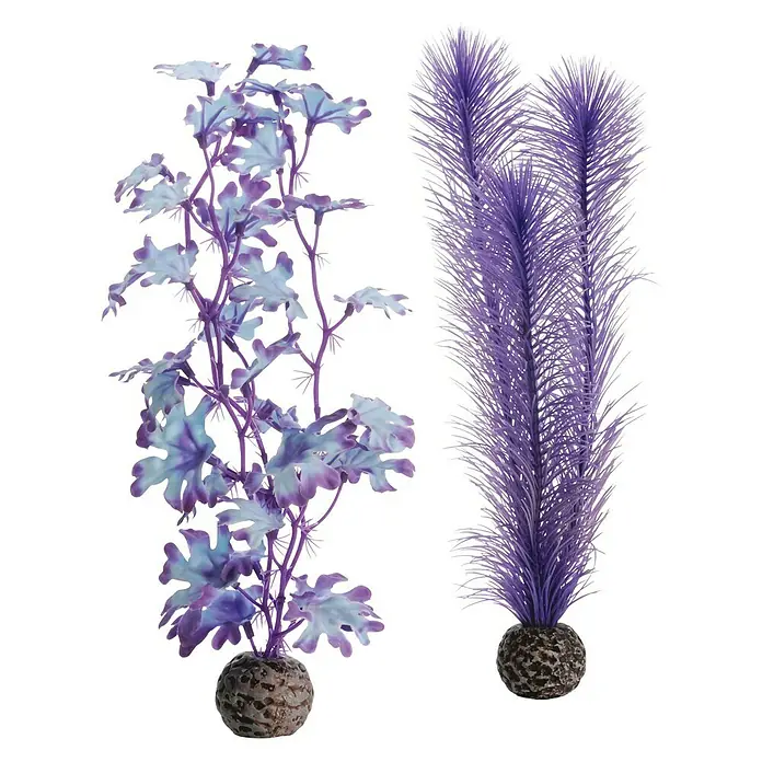 biOrb Deko-Set für Aquarien Pink Ocean - 12 -tlg., Violett/Weiß, Passend für: Aquarien ab 30 l - Künstliche Aquarium Pflanzen mit dekorativen Blättern und einem federartigen Design, ideal für die Gestaltung von Unterwasserwelten.