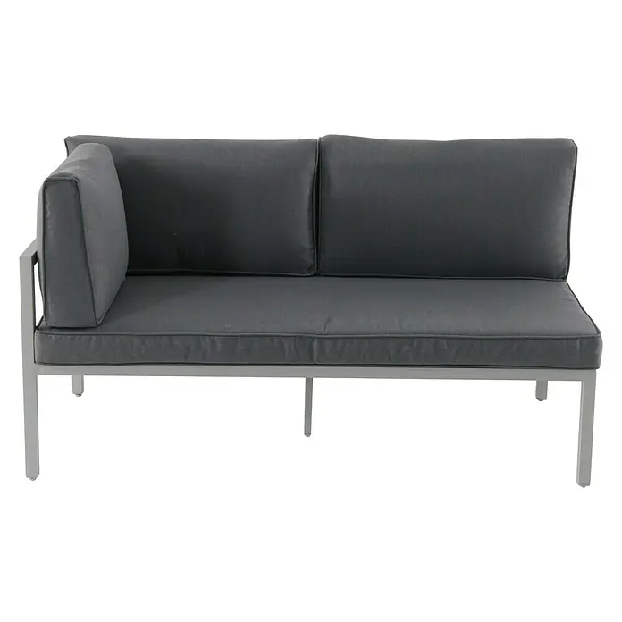 Sunfun Hannah Conjunto de muebles - 3 pzs., Aluminio, Gris claro - Elegante sofá gris de exterior con estructura metálica y cojines cómodos, perfecto para relajarse al aire libre. Un complemento elegante para cualquier jardín.