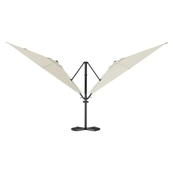 Sunfun Parasol de jardín Doble Ligurien - Crudo, Diámetro de cobertura: 290 cm - Sombrilla de exterior de doble cara con soporte negro robusto. Ideal para jardines y terrazas.