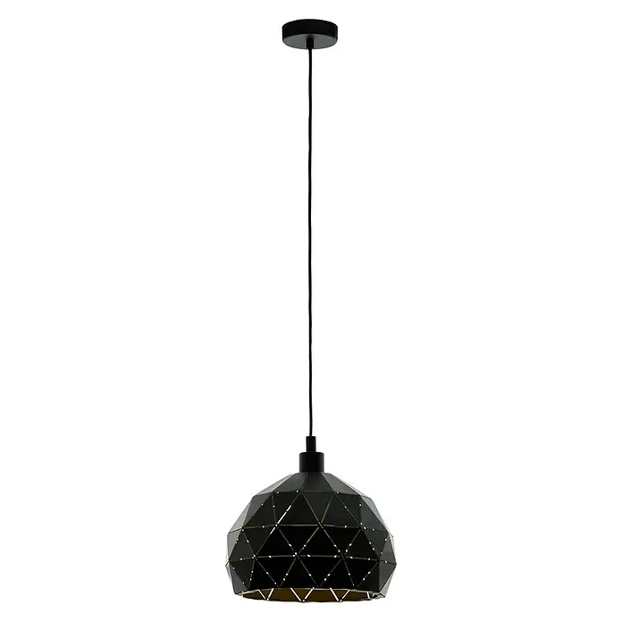 Eglo Roccaforte Pendelleuchte rund Roccaforte - Höhe: 110 cm, Schwarz - Eine moderne, schwarze Pendelleuchte mit geometrischem Design und goldenem Innenraum. Perfekt für stilvolle Innenräume.