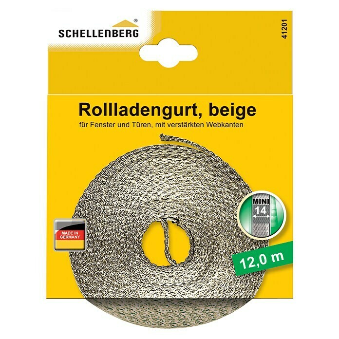 Schellenberg Rollladengurt Mini (Beige, Länge: 12 m, Gurtbreite: 14 mm)