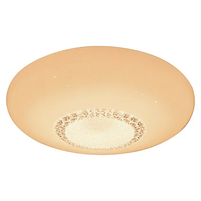 Tween Light LED-Deckenleuchte rund Mara - 60 W, Ø x H: 60 x 10,5 cm, Weiß/Klar, Mehrfarbig - Elegante Deckenleuchte mit Sternenmuster und kristallverziertem Zentrum für eine stilvolle Beleuchtung in jedem Raum.