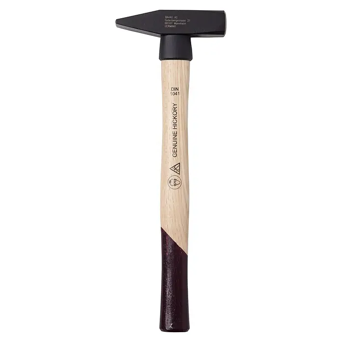 Wisent Martillo de cerrajero - 300 g, Acero, Mango de madera nogal - Martillo con cabeza de metal negro y mango de madera de nogal americano natural, parcialmente teñido de rojo oscuro.