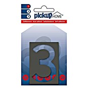 Pickup 3D Home Huisnummer (Hoogte: 6 cm, Motief: 3, Grijs, Kunststof, Zelfklevend)