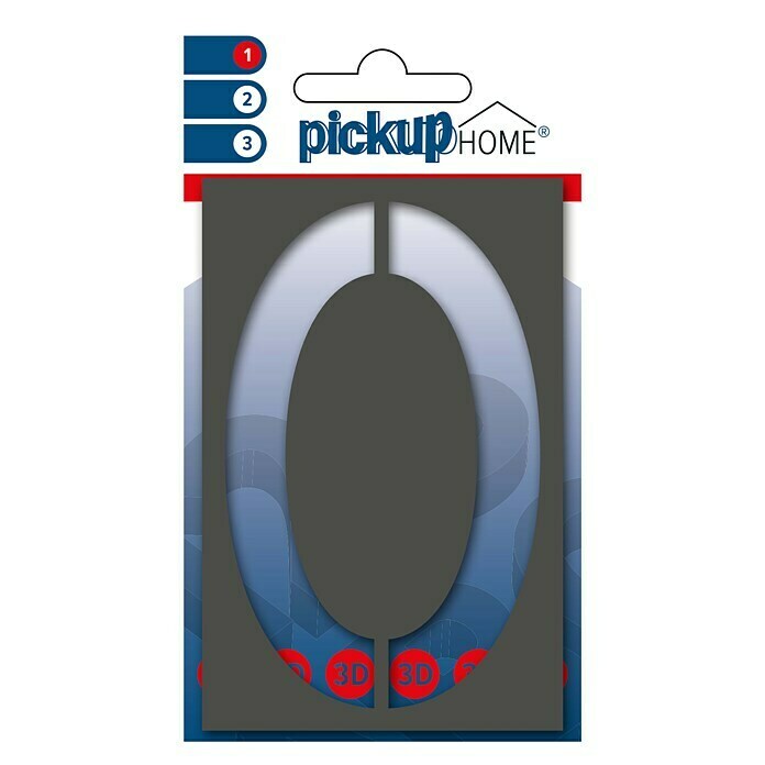 Pickup 3D Home Huisnummer (Hoogte: 10 cm, Motief: 0, Grijs, Kunststof, Zelfklevend)
