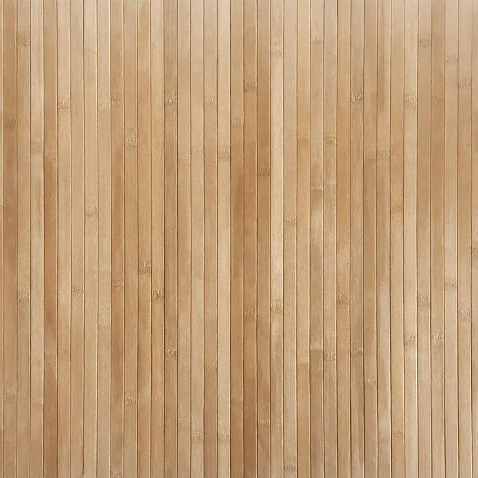 Alfombra de bambú Cool - Natural, 90 x 60 cm - Primer plano de una persiana de bambú que muestra sus tiras uniformes y la coloración natural, ideal para privacidad y decoración.