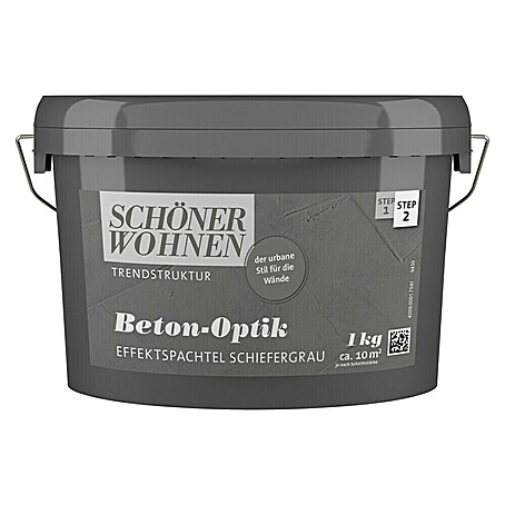 SCHÖNER WOHNEN-Farbe Trendstruktur Effektspachtel Beton-Optik (Schiefergrau, 1 kg, Matt)