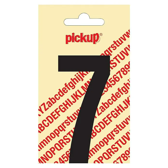 Pickup Aufkleber - Motiv: 7, Schwarz, Höhe: 90 mm - Aufkleberbogen mit einem schwarzen "7"-Aufkleber, umgeben von roten Buchstaben und Zahlen.