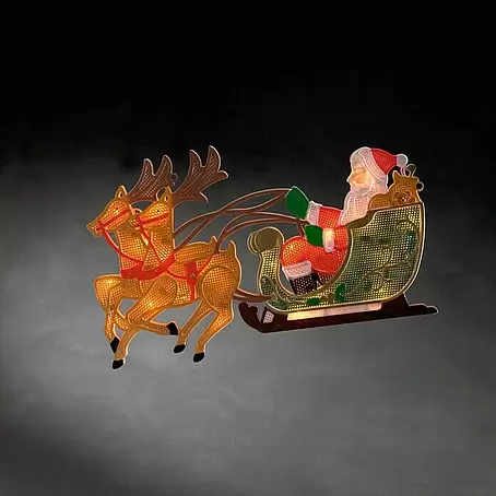 Konstsmide  LED-Weihnachtsdekoleuchte Rentier mit Weihnachtsmann und Schlitten