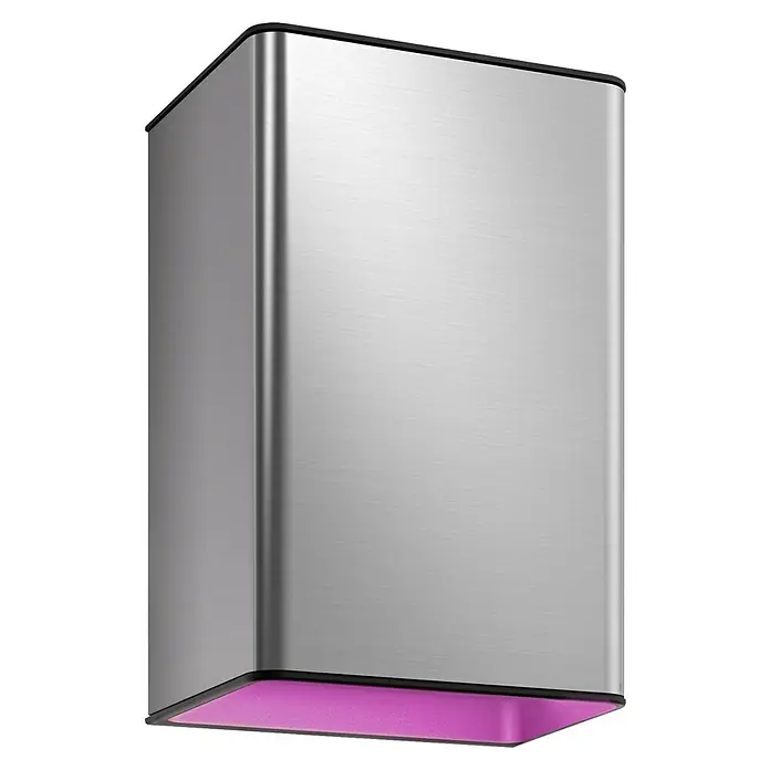 Philips Hue LED-Außenwandleuchte White & Color Ambiance Resonate Up & Down - 16 W, 9,3 x 12 x 18 cm, Silber, IP44 - Silberfarbener automatischer Händetrockner mit schlichtem Design und violettem Licht unten für moderne Badezimmer.