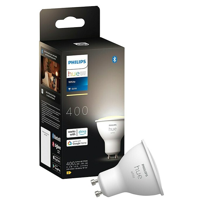 Philips Hue Smart-LED-Lampe White (GU10, Dimmbar, Warmweiß, 400 lm, 4,2 W, 1 Stk.) | BAUHAUS
