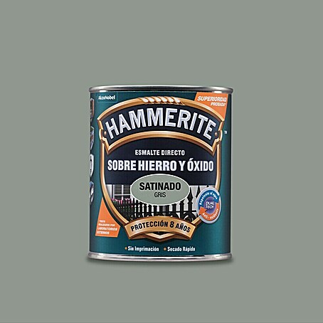 Hammerite Esmalte para metal Hierro y Óxido (Gris, 750 ml, Efecto satinado)