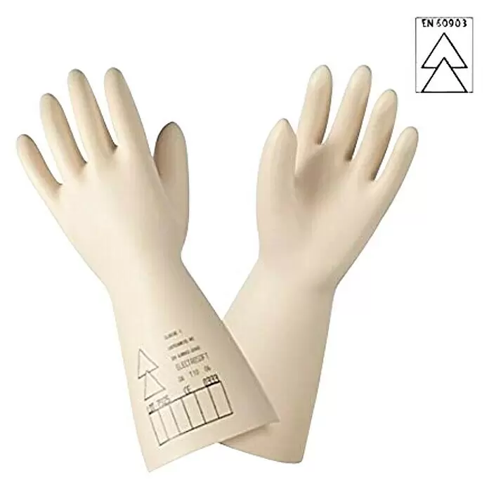 Industrial Starter Guantes de trabajo Tyron 2.500 W - Talla del guante: 9, Beige - Guantes aislantes eléctricos beige claro con puños largos y marcas de seguridad visibles, conforme a la EN 60903.