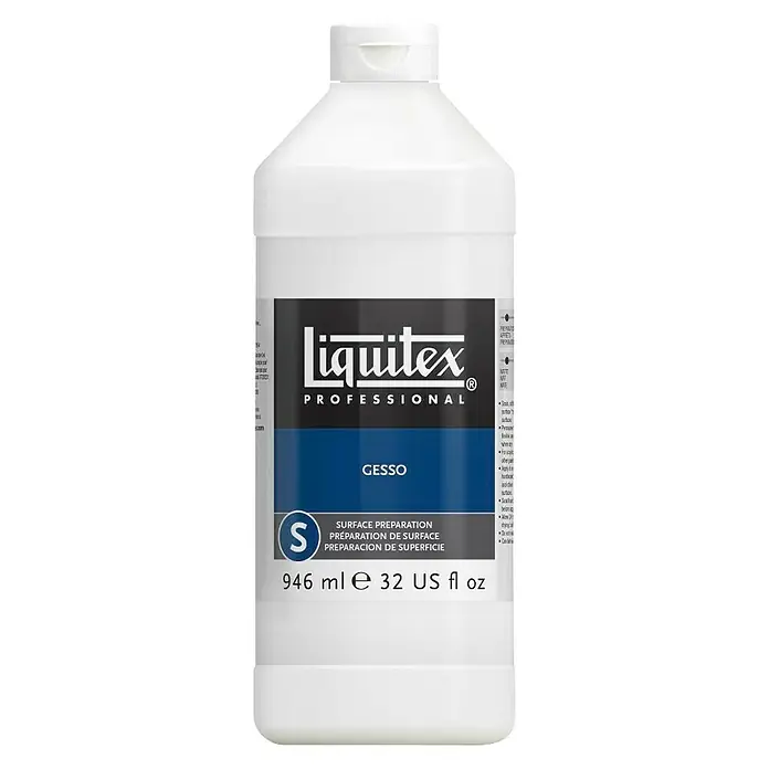 Liquitex Professional Acryl-Gesso - Weiß, 946 ml - Eine Flasche Liquitex Professional Gesso Grundierung, ideal für die Oberflächenvorbereitung in der Malerei.
