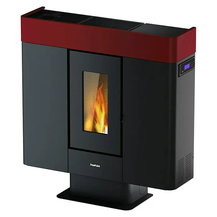 FreePoint Pelletofen Moon Airtight3 kW - 10 kW, Raumheizvermögen: 240 m³, Schwarz/Bordeaux