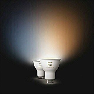 Philips Hue Smart-LED-Lampe White Ambiance (GU10, Dimmbar, Mehrfarbig, 400 lm, 4,2 W, 2 Stk.)