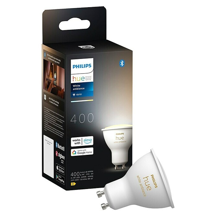 Philips Hue Smart-LED-Lampe White Ambiance (GU10, Dimmbar, Mehrfarbig, 400 lm, 4,2 W, 1 Stk.) | BAUHAUS