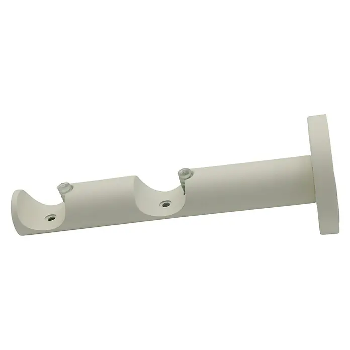Expo Ambiente Doppelträger Function - Elfenbein, Geeignet für: Gardinenstangen Ø 20 mm, Länge: 13,1 cm - Weiße Doppelgardinenstange zur Wandmontage, ideal für die Befestigung von zwei Gardinen oder Vorhängen übereinander.
