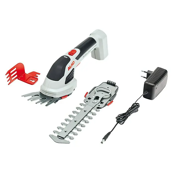 AL-KO Akku-Gras- & Strauchschere GS 7,2 Li - 7,2 V, Li-Ionen, 2 Ah, 1 Akku - Akku-Grasschere mit verschiedenen Aufsätzen und Ladegerät. Ideal für präzise Gartenarbeit und Rasenpflege.