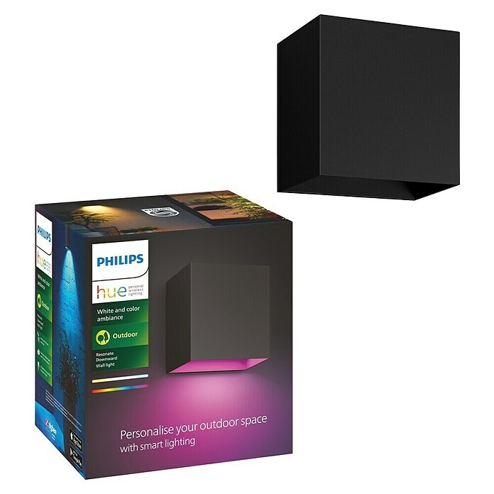 Philips Hue LED-Außenwandleuchte White & Color Ambiance Resonate Downward (8 W, Schwarz, IP44) | BAUHAUS