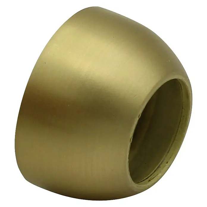 Expo Ambiente Trägerverlängerung - Messingoptik matt, Geeignet für: Gardinenstangen Ø 20 mm - Nahaufnahme einer goldenen, konisch geformten Messingabdeckung. Ideal für Sanitär- oder Dekorationsprojekte, robust und stilvoll.