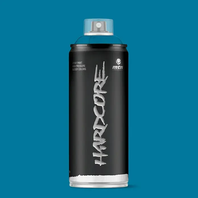 mtn Pintura decorativa en spray Hardcore - Azul eléctrico, Brillante, 400 ml - Bote de spray Montana Colors Hardcore, con alta presión y colores brillantes, ideal para graffiti profesional y otras aplicaciones.