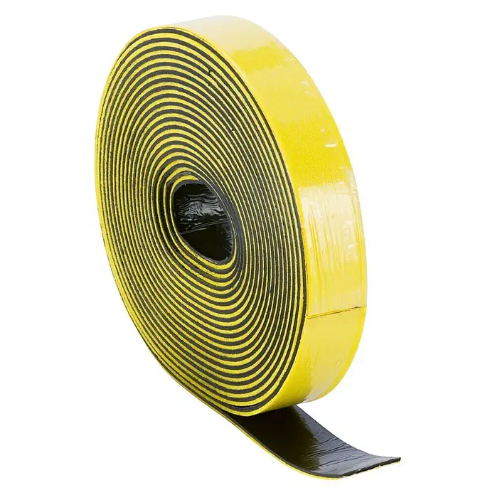 Danosa Cinta de insonorización Fonodan 50 - 10 m x 5 cm x 4 mm, Polietileno - Rollo de cinta selladora, envuelta en amarillo, con material sellador negro, ideal para trabajos de sellado en construcción y fontanería.