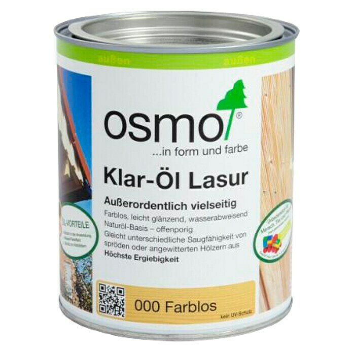 Osmo Holzschutz Öl-Lasur Klar (Farblos, 750 ml, Leicht glänzend)
