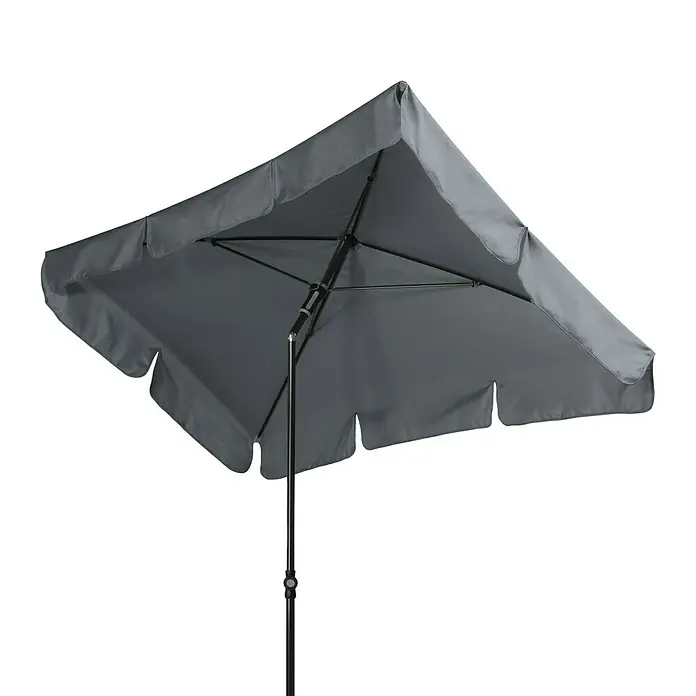 Doppler Sunline Marktschirm Waterproof Neo - Anthrazit, Bespannungsmaß (L x B): 225 x 120 cm - Grauer rechteckiger Sonnenschirm mit schwarzem Gestell, ideal für den Garten.