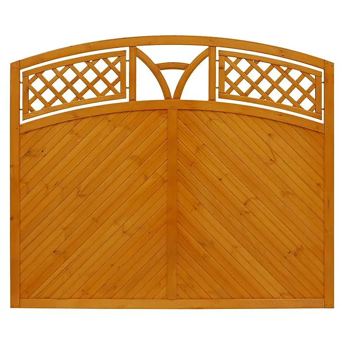 Andrewex Sichtschutzelement Toulon - Mit Bogen, Pinie - Ein rustikales Holztor mit dekorativem Gittermuster. Ideal für den Garten.