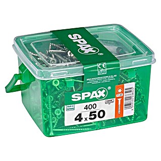 Spax Universalschraube T-Star plus (Ø x L: 4 x 50 mm, WIROX Oberfläche, T-Star plus, 400 Stk., Kunststoffbox)