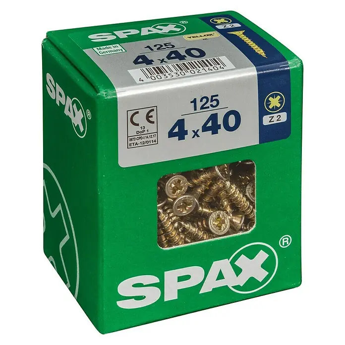 SPAX Universele Schroef 4,0 X 40 Mm - 1000 Stuks - Kruiskop Z2 - WIROX Coating