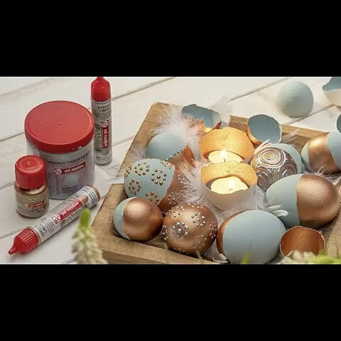 Talens Art Creation Pintura para efectos decorativos Metallic - 30 ml, Estaño verde - Egg decorations | How to use Vintage Chalk, Metallic and Effect Liner