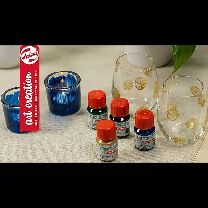 Talens Art Creation Pintura para efectos decorativos Vidrio & Porcelano - 30 ml, Púrpura mágico - Metallic glass design | How to use Glass & Porcelain paint