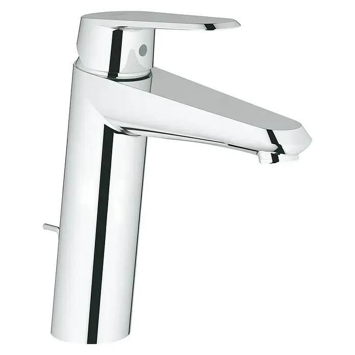 Grohe Eurodisc Cosmopolitan Waschtischarmatur M-Size - Chrom, Glänzend, Mit Zugstange - Nahaufnahme einer schlanken, modernen Chrom-Waschtischarmatur, die ein elegantes Design und hohe Funktionalität für jedes Badezimmer bietet.