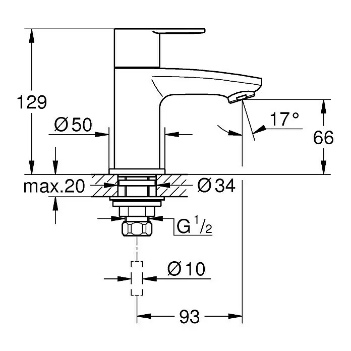 Grohe Eurostyle Cosmopolitan Kaltwasser-Standventil XS-SizeChrom, Glänzend