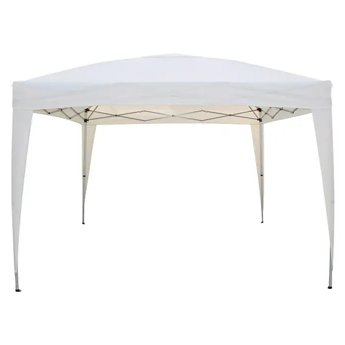 Carpa plegable Easy Up + Mesa plegable Every - An x Pr: 300 x 300 cm, Blanco - Imagen de un cenador plegable blanco, ideal para eventos al aire libre y para protegerse del sol o la lluvia ligera.